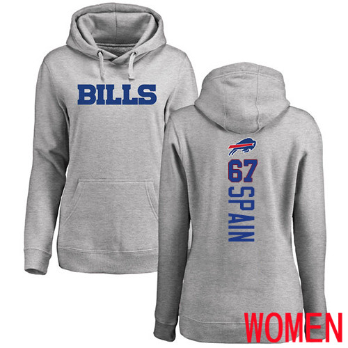 NFL Women Buffalo Bills #67 Quinton Spain Ash Backer Pullover Hoodie Sweatshirt->women nfl jersey->Women Jersey